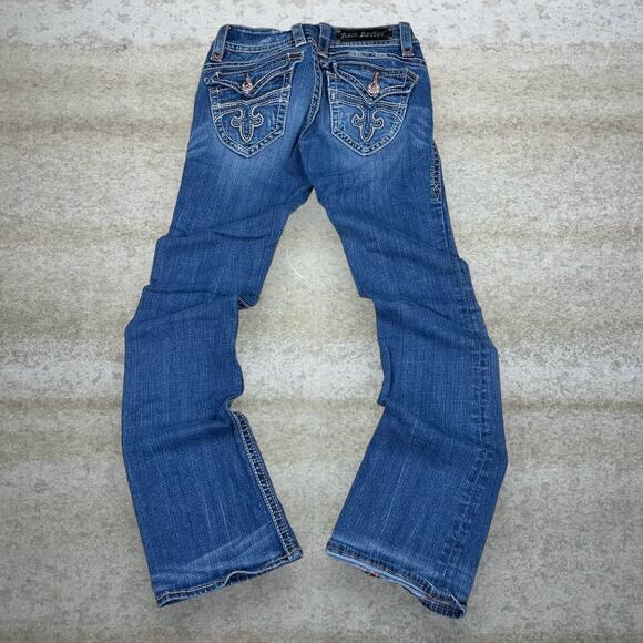 Vintage Rock Revival Jeans Flared Fit Bootcut Bell Bottoms Medium Wash Denim Y2K - Picture 1 of 4
